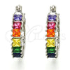 Argolla Pequeña 02.210.0280.9.15 Rodio Laminado, con Zirconia Cubica Multicolor, Pulido, Rodinado