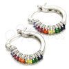 Argolla Pequeña 02.210.0280.9.15 Rodio Laminado, con Zirconia Cubica Multicolor, Pulido, Rodinado