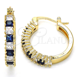 Argolla Pequeña 02.210.0281.2.20 Oro Laminado, con Zafiro Azul and Blanca Zirconia Cubica, Pulido, Tono Dorado