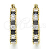 Argolla Pequeña 02.210.0281.3.20 Oro Laminado, con Negro and Blanca Zirconia Cubica, Pulido, Tono Dorado