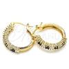 Argolla Pequeña 02.210.0281.3.20 Oro Laminado, con Negro and Blanca Zirconia Cubica, Pulido, Tono Dorado