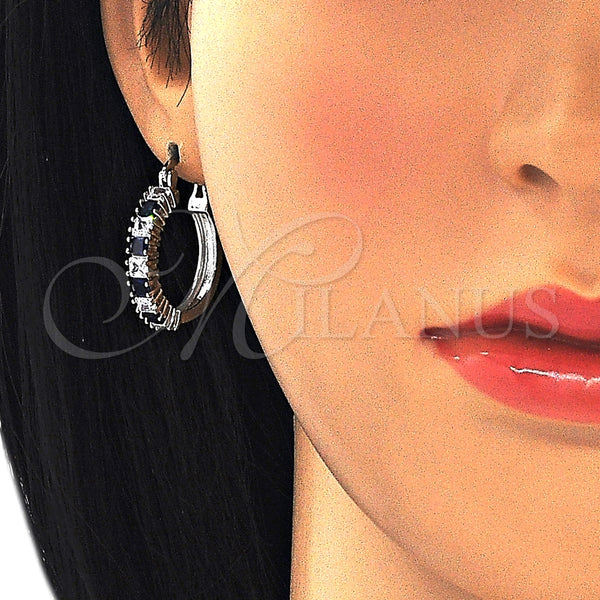 Argolla Pequeña 02.210.0281.7.20 Rodio Laminado, con Zirconia Cubica Zafiro Azul y Blanca, Pulido, Rodinado