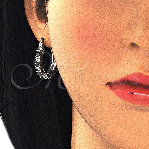 Argolla Pequeña 02.210.0281.8.20 Rodio Laminado, con Zirconia Cubica Negro y Blanca, Pulido, Rodinado
