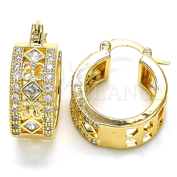 Argolla Pequeña 02.210.0282.20 Oro Laminado, con Blanca Zirconia Cubica, Pulido, Tono Dorado