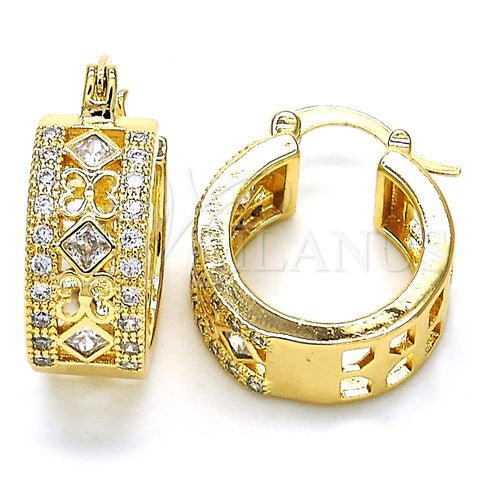 Argolla Pequeña 02.210.0282.20 Oro Laminado, con Blanca Zirconia Cubica, Pulido, Tono Dorado