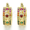 Argolla Pequeña 02.210.0282.4.20 Oro Laminado, con Multicolor Zirconia Cubica, Pulido, Tono Dorado