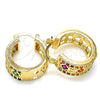 Argolla Pequeña 02.210.0282.4.20 Oro Laminado, con Multicolor Zirconia Cubica, Pulido, Tono Dorado
