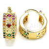 Argolla Pequeña 02.210.0282.4.20 Oro Laminado, con Multicolor Zirconia Cubica, Pulido, Tono Dorado