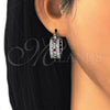 Argolla Pequeña 02.210.0282.6.20 Rodio Laminado, con Zirconia Cubica Granate y Blanca, Pulido, Rodinado