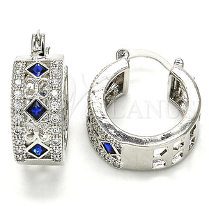 Argolla Pequeña 02.210.0282.7.20 Rodio Laminado, con Zirconia Cubica Zafiro Azul y Blanca, Pulido, Rodinado