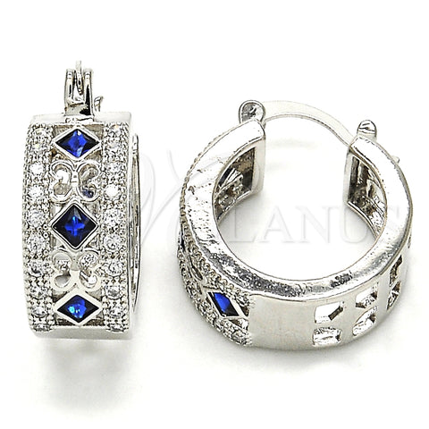 Argolla Pequeña 02.210.0282.7.20 Rodio Laminado, con Zirconia Cubica Zafiro Azul y Blanca, Pulido, Rodinado