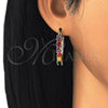 Argolla Pequeña 02.210.0283.4.25 Oro Laminado, con Multicolor Zirconia Cubica, Pulido, Tono Dorado