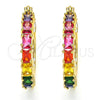 Argolla Pequeña 02.210.0283.4.25 Oro Laminado, con Multicolor Zirconia Cubica, Pulido, Tono Dorado
