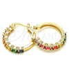 Argolla Pequeña 02.210.0283.4.25 Oro Laminado, con Multicolor Zirconia Cubica, Pulido, Tono Dorado