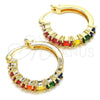 Argolla Pequeña 02.210.0283.4.25 Oro Laminado, con Multicolor Zirconia Cubica, Pulido, Tono Dorado