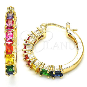 Argolla Pequeña 02.210.0283.4.25 Oro Laminado, con Multicolor Zirconia Cubica, Pulido, Tono Dorado