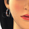 Argolla Pequeña 02.210.0283.6.25 Rodio Laminado, con Zirconia Cubica Granate y Blanca, Pulido, Rodinado