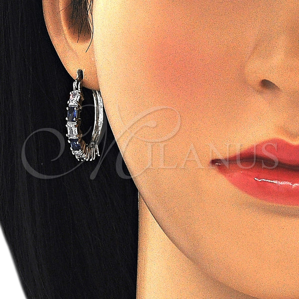 Argolla Pequeña 02.210.0283.7.25 Rodio Laminado, con Zirconia Cubica Zafiro Azul y Blanca, Pulido, Rodinado