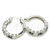 Argolla Pequeña 02.210.0283.8.25 Rodio Laminado, con Zirconia Cubica Negro y Blanca, Pulido, Rodinado