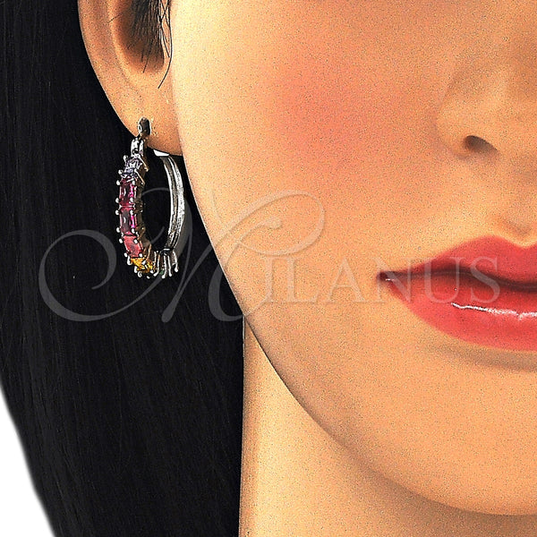 Argolla Pequeña 02.210.0283.9.25 Rodio Laminado, con Zirconia Cubica Multicolor, Pulido, Rodinado