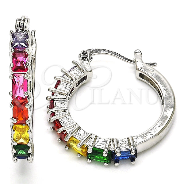 Argolla Pequeña 02.210.0283.9.25 Rodio Laminado, con Zirconia Cubica Multicolor, Pulido, Rodinado