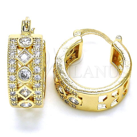Argolla Pequeña 02.210.0284.20 Oro Laminado, con Blanca Zirconia Cubica, Pulido, Tono Dorado