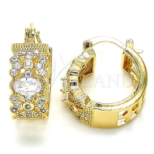 Argolla Pequeña 02.210.0285.20 Oro Laminado, con Blanca Zirconia Cubica, Pulido, Tono Dorado