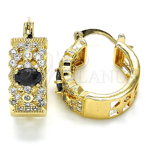 Argolla Pequeña 02.210.0285.3.20 Oro Laminado, con Negro and Blanca Zirconia Cubica, Pulido, Tono Dorado