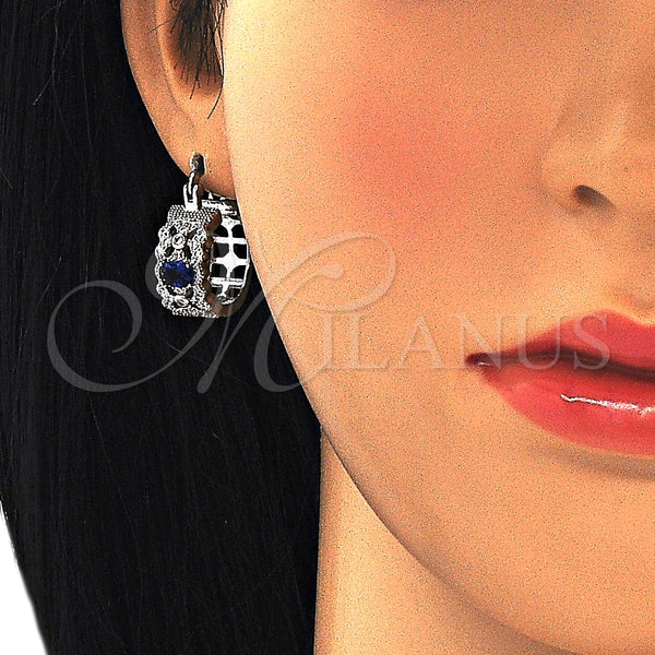 Argolla Pequeña 02.210.0285.7.20 Rodio Laminado, con Zirconia Cubica Zafiro Azul y Blanca, Pulido, Rodinado