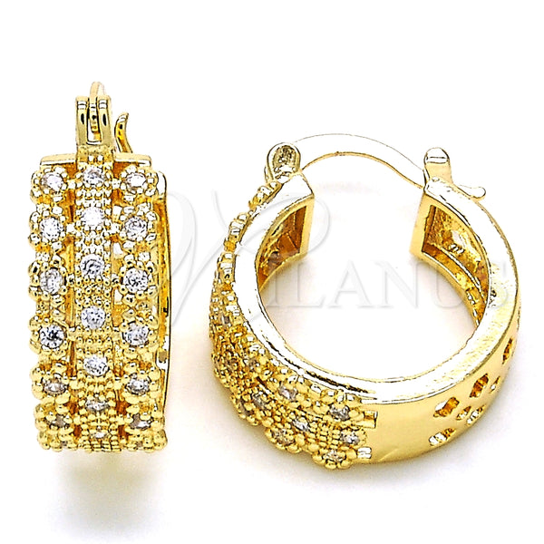 Argolla Pequeña 02.210.0288.20 Oro Laminado, con Blanca Zirconia Cubica, Pulido, Tono Dorado