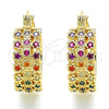Argolla Pequeña 02.210.0288.3.20 Oro Laminado, con Multicolor Zirconia Cubica, Pulido, Tono Dorado