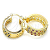 Argolla Pequeña 02.210.0288.3.20 Oro Laminado, con Multicolor Zirconia Cubica, Pulido, Tono Dorado