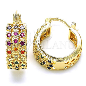 Argolla Pequeña 02.210.0288.3.20 Oro Laminado, con Multicolor Zirconia Cubica, Pulido, Tono Dorado