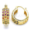 Argolla Pequeña 02.210.0288.3.20 Oro Laminado, con Multicolor Zirconia Cubica, Pulido, Tono Dorado