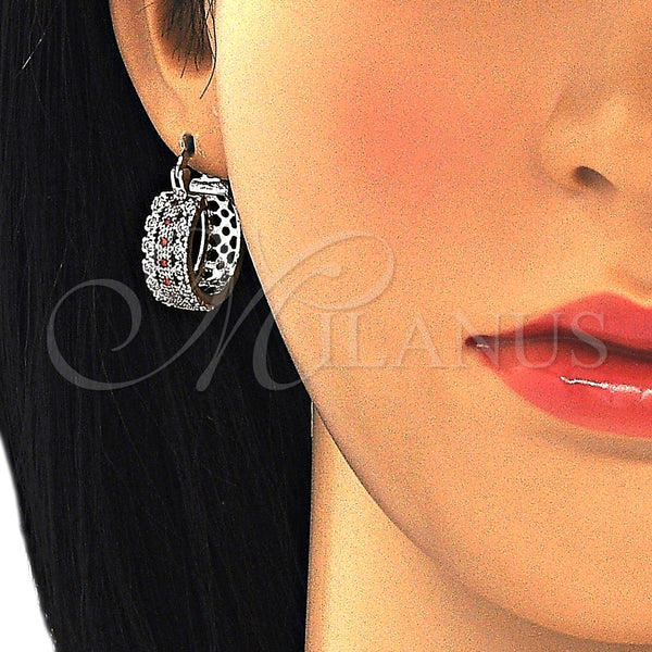 Argolla Pequeña 02.210.0288.5.20 Rodio Laminado, con Zirconia Cubica Granate y Blanca, Pulido, Rodinado