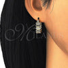 Argolla Pequeña 02.210.0289.2.20 Oro Laminado, con Negro and Blanca Micro Pave, Pulido, Tono Dorado