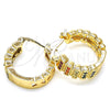 Argolla Pequeña 02.210.0289.3.20 Oro Laminado, con Multicolor Micro Pave, Pulido, Tono Dorado