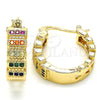 Argolla Pequeña 02.210.0289.3.20 Oro Laminado, con Multicolor Micro Pave, Pulido, Tono Dorado