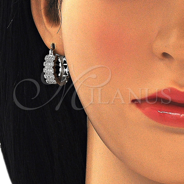 Argolla Pequeña 02.210.0289.4.20 Rodio Laminado, con Micro Pave Blanca, Pulido, Rodinado