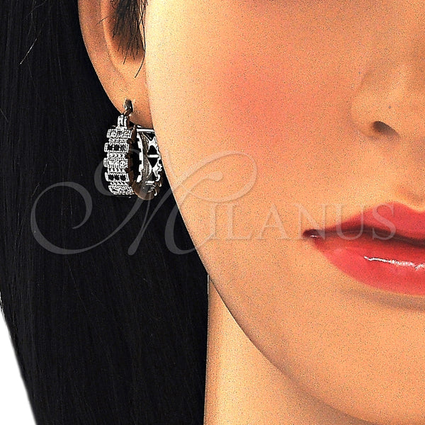 Argolla Pequeña 02.210.0289.6.20 Rodio Laminado, con Micro Pave Negro y Blanca, Pulido, Rodinado