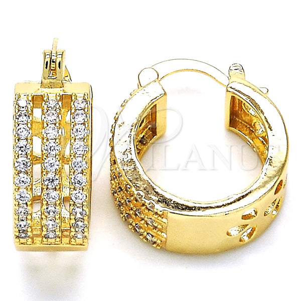 Argolla Pequeña 02.210.0291.20 Oro Laminado, con Blanca Zirconia Cubica, Pulido, Tono Dorado