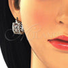 Argolla Pequeña 02.210.0293.1.20 Oro Laminado, Diseño de Flor y Oja, con Zirconia Cubica Granate y Blanca, Pulido, Tono Dorado