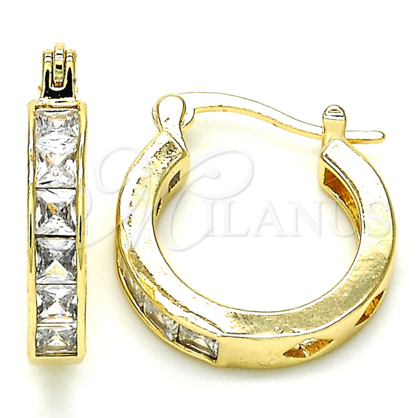 Argolla Pequeña 02.210.0294.20 Oro Laminado, con Blanca Zirconia Cubica, Pulido, Tono Dorado
