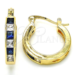 Argolla Pequeña 02.210.0294.2.20 Oro Laminado, con Zafiro Azul and Blanca Zirconia Cubica, Pulido, Tono Dorado