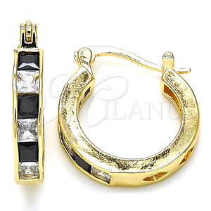 Argolla Pequeña 02.210.0294.3.20 Oro Laminado, con Negro and Blanca Zirconia Cubica, Pulido, Tono Dorado
