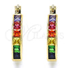 Argolla Pequeña 02.210.0294.4.20 Oro Laminado, con Multicolor Zirconia Cubica, Pulido, Tono Dorado