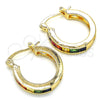 Argolla Pequeña 02.210.0294.4.20 Oro Laminado, con Multicolor Zirconia Cubica, Pulido, Tono Dorado