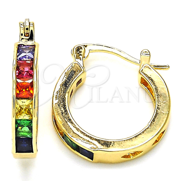 Argolla Pequeña 02.210.0294.4.20 Oro Laminado, con Multicolor Zirconia Cubica, Pulido, Tono Dorado
