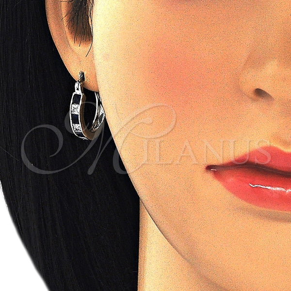Argolla Pequeña 02.210.0294.7.20 Rodio Laminado, con Zirconia Cubica Zafiro Azul y Blanca, Pulido, Rodinado