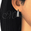 Argolla Pequeña 02.210.0295.6.15 Rodio Laminado, Diseño de Baguette, con Zirconia Cubica Blanca, Pulido, Rodinado